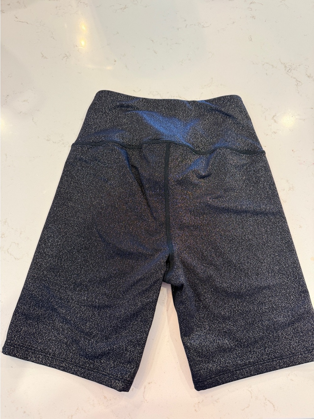 Alo Yoga Interlocking Lace-Up Glitter Biker Shorts - Black Silver - XS - Picture 2 of 4